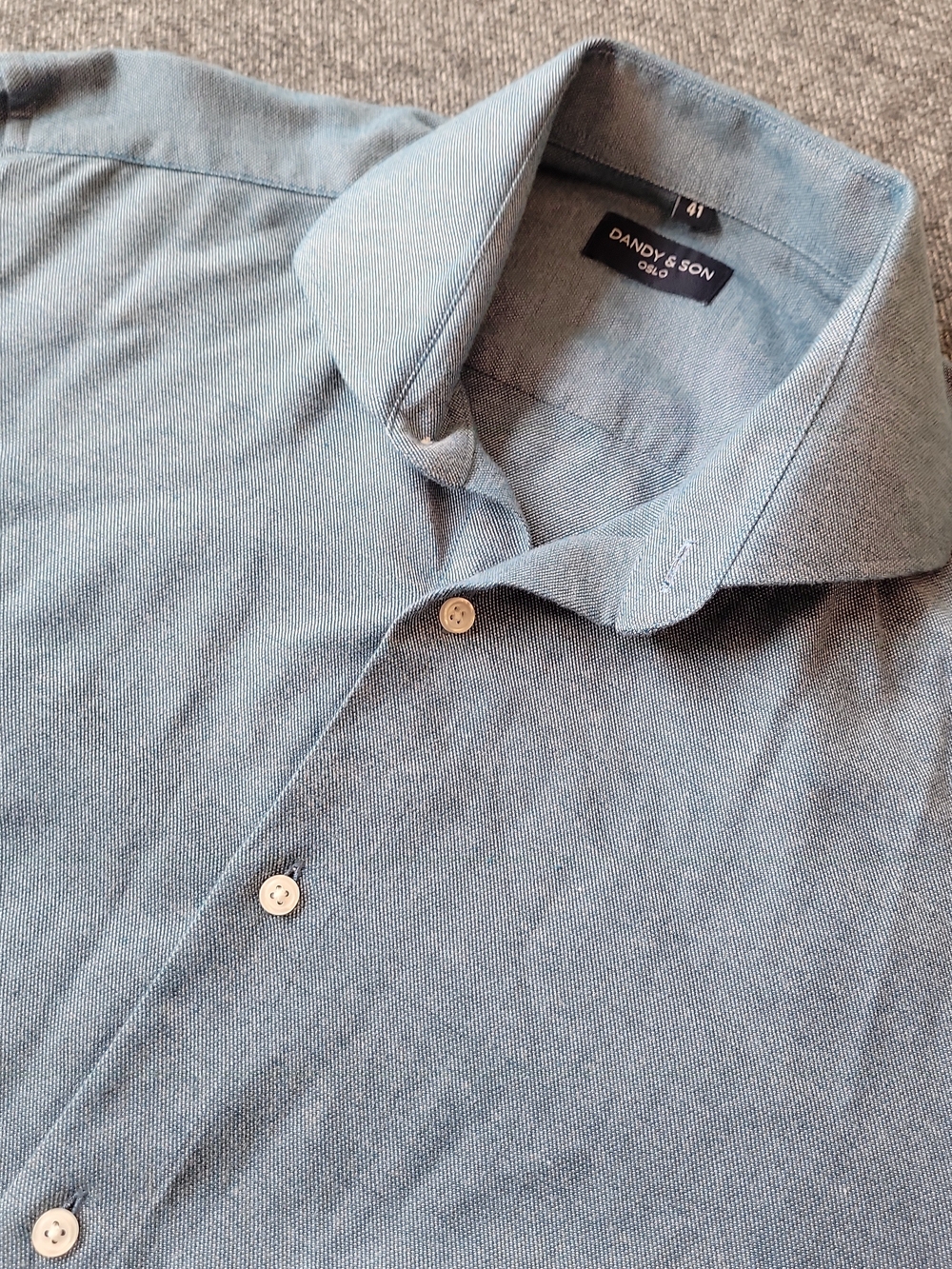 DANDY & SON Oslo Shirt Mens 41 Large Blue Button Up Flannel Cotton